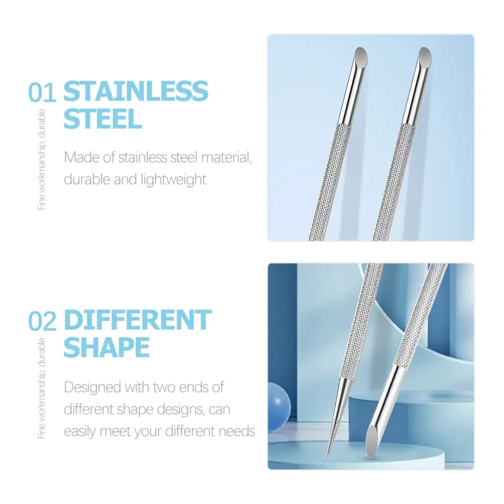 Cuticle Pusher Metal Cuticle Stick Double Sided Stainless Steel Nail Files Manicure Pedicure Precision Filing Cuticle Remover
