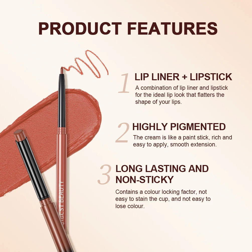 2 pc Lipstick and Pencil Waterproof Long-Lasting Lip Color