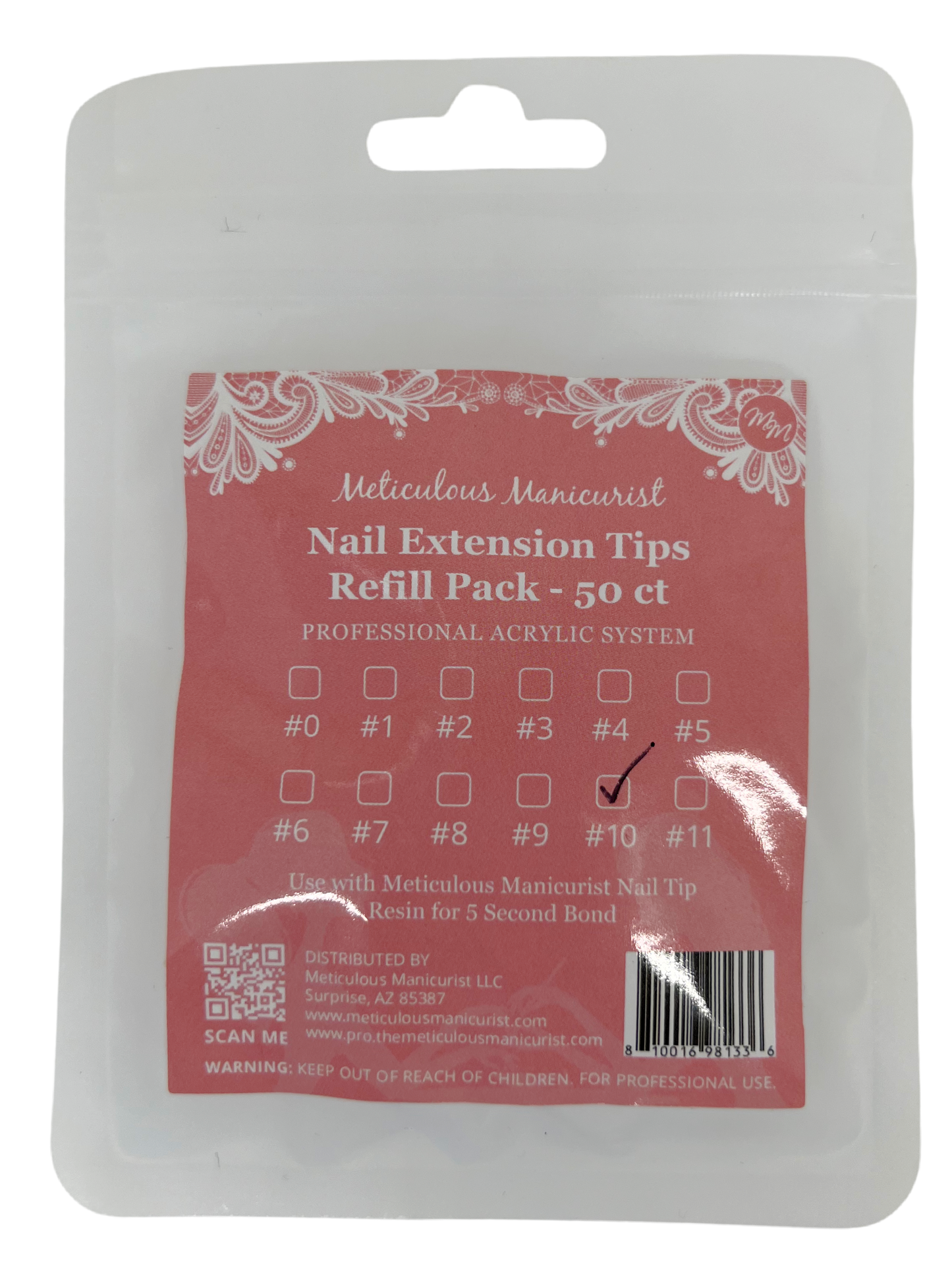 Nail Tip Refill  50ct (Choose from Sizes 0-11)