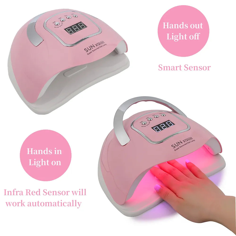 Gel Manicure Nail Lamp SUN X12 MAX 280W UV LED 4 Timer Setting 66LEDS