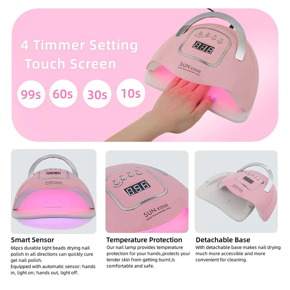 Gel Manicure Nail Lamp SUN X12 MAX 280W UV LED 4 Timer Setting Gel Manicure Nail Lamp SUN X12 MAX 280W UV LED 4 Timer Setting